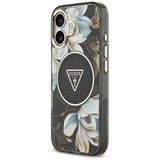 Guess IML Glitter Flowers Triangle MagSafe-hylster til iPhone 17 - sort