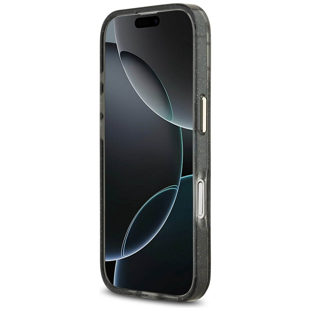 Guess IML Glitter Flowers Triangle MagSafe-hylster til iPhone 17 - sort