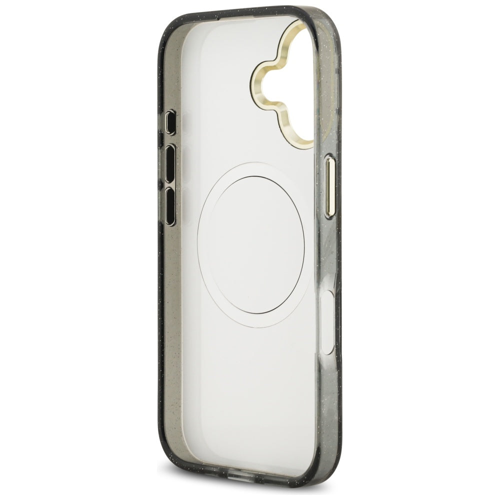 Guess IML Glitter Flowers Triangle MagSafe-hylster til iPhone 17 - sort