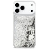 Guess Liq-foder. Glitter Charms til iPhone 17 Pro Max - sølv