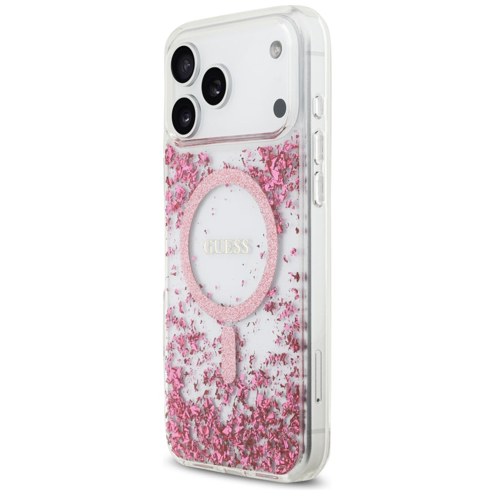 Guess Resin Bottom Glitter MagSafe Case til iPhone 17 Pro Max - Pink