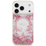 Guess Resin Bottom Glitter MagSafe Case til iPhone 17 Pro - Pink