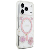 Guess Resin Flowers Glitter MagSafe Case for iPhone 17 Pro - Pink