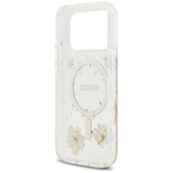 Guess Resin Flowers Glitter MagSafe Case for iPhone 17 Pro - Pink