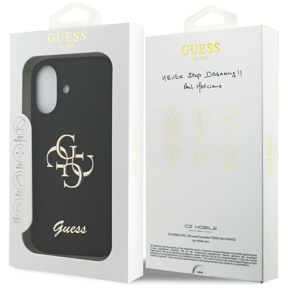 Guess Silicone Big 4G Script Case til iPhone 17 - sort