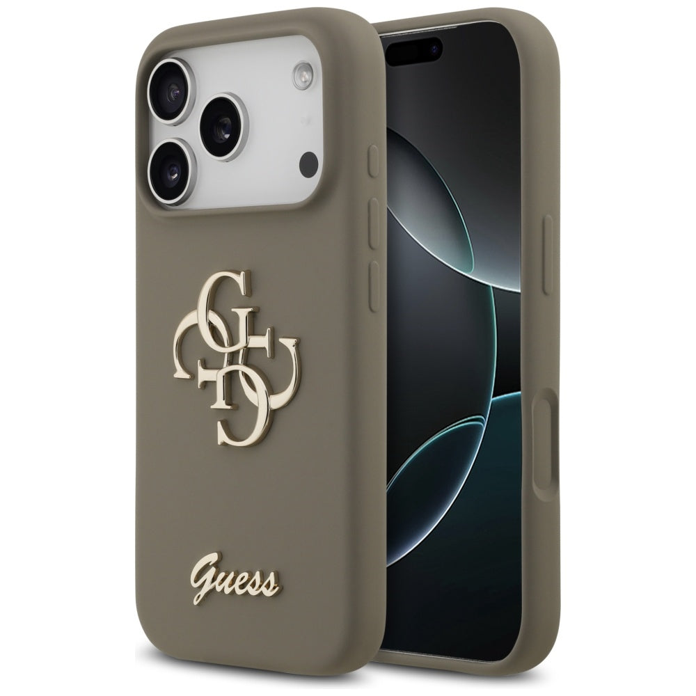 Guess Silicone Big 4G Script Case til iPhone 17 Pro - Brunt