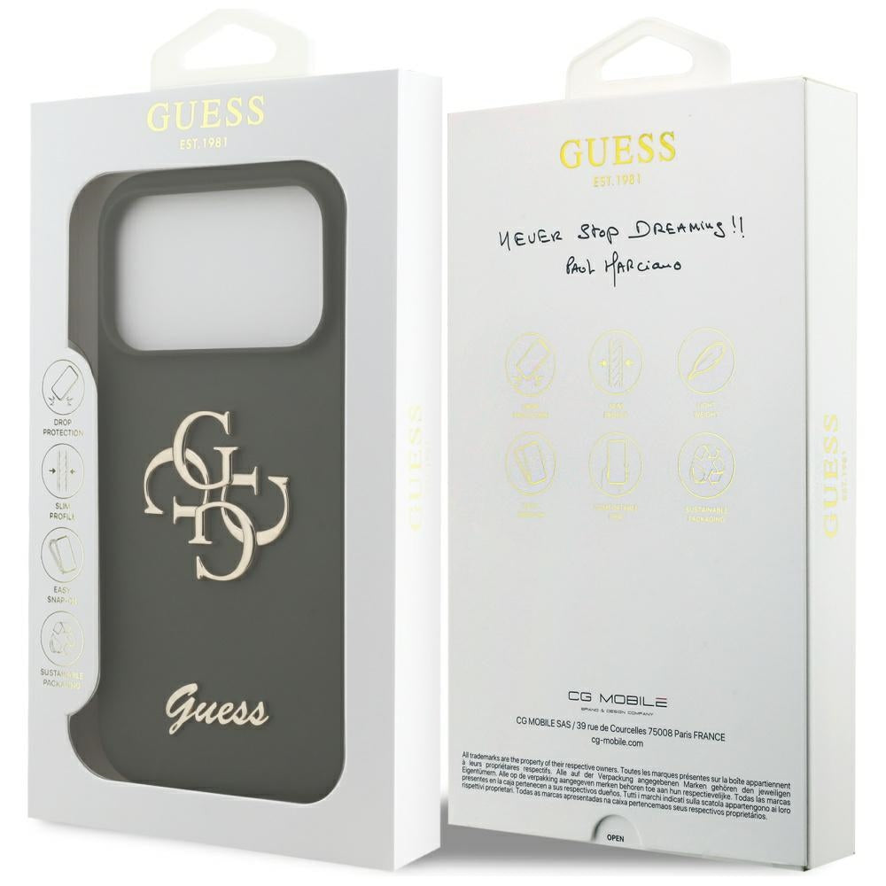 Guess Silicone Big 4G Script Case til iPhone 17 Pro - Grøn