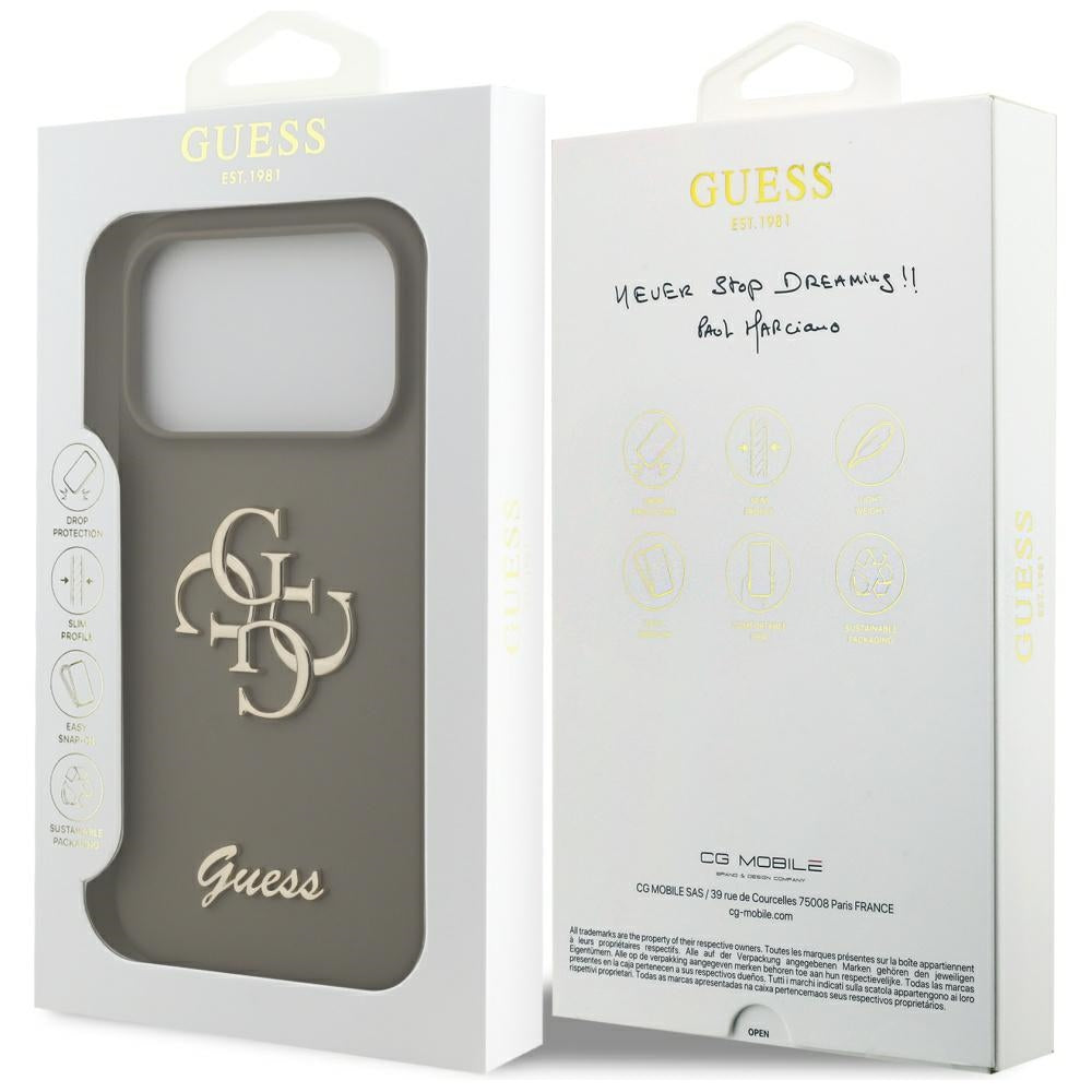 Guess Silicone Big 4G Script Case til iPhone 17 Pro Max - Brunt