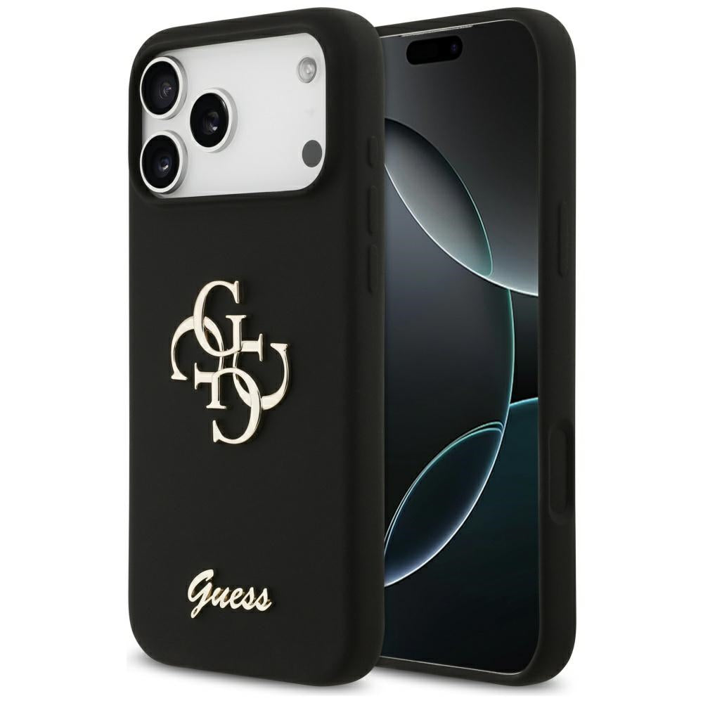 Guess Silicone Big 4G Script Case til iPhone 17 Pro Max - sort