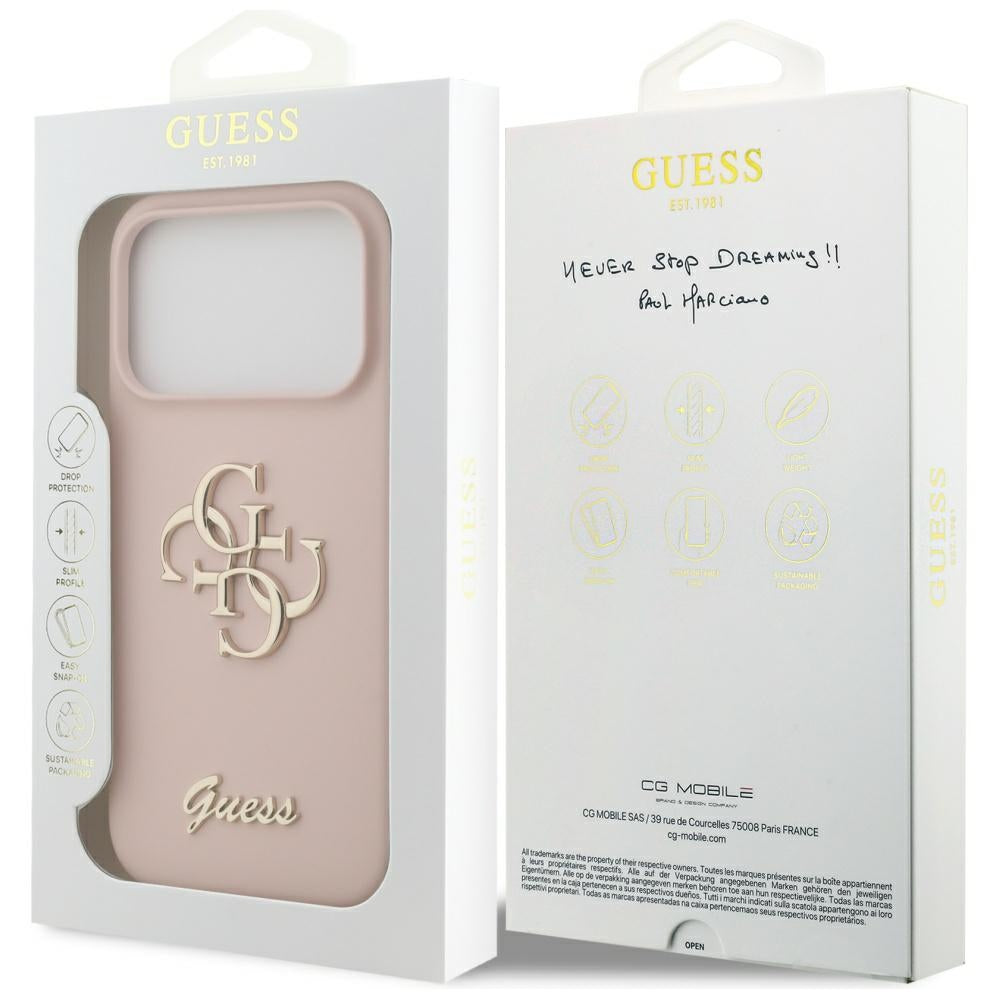 Guess Silicone Big 4G Script Case til iPhone 17 Pro - Pink