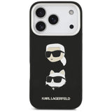 Karl Lagerfeld FW Grained Karl & Choupette Heads Pins & Logo iPhone 17 Pro Case - sort