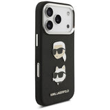 Karl Lagerfeld FW Grained Karl & Choupette Heads Pins & Logo iPhone 17 Pro Case - sort