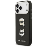 Karl Lagerfeld FW Grained Karl & Choupette Heads Pins & Logo iPhone 17 Pro Max Case - sort