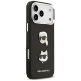 Karl Lagerfeld FW Grained Karl & Choupette Heads Pins & Logo iPhone 17 Pro Max Case - sort