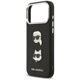Karl Lagerfeld FW Grained Karl & Choupette Heads Pins & Logo iPhone 17 Pro Max Case - sort