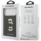 Karl Lagerfeld FW Grained Karl & Choupette Heads Pins & Logo iPhone 17 Pro Max Case - sort