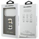 Karl Lagerfeld FW Grained Karl & Choupette Heads Pins & Logo iPhone 17 Pro Case - Grå