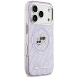 Karl Lagerfeld IML Glitter Karl & Choupette Heads Logo MagSafe Case til iPhone 17 Pro Max - Purple