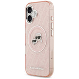 Karl Lagerfeld IML Glitter Karl & Choupette Heads Logo MagSafe iPhone 17 Case - Pink
