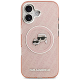 Karl Lagerfeld IML Glitter Karl & Choupette Heads Logo MagSafe iPhone 17 Case - Pink