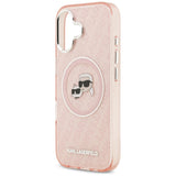Karl Lagerfeld IML Glitter Karl & Choupette Heads Logo MagSafe iPhone 17 Case - Pink