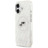 Karl Lagerfeld IML Glitter Karl & Choupette Heads Logo MagSafe iPhone 17 Case - Grå