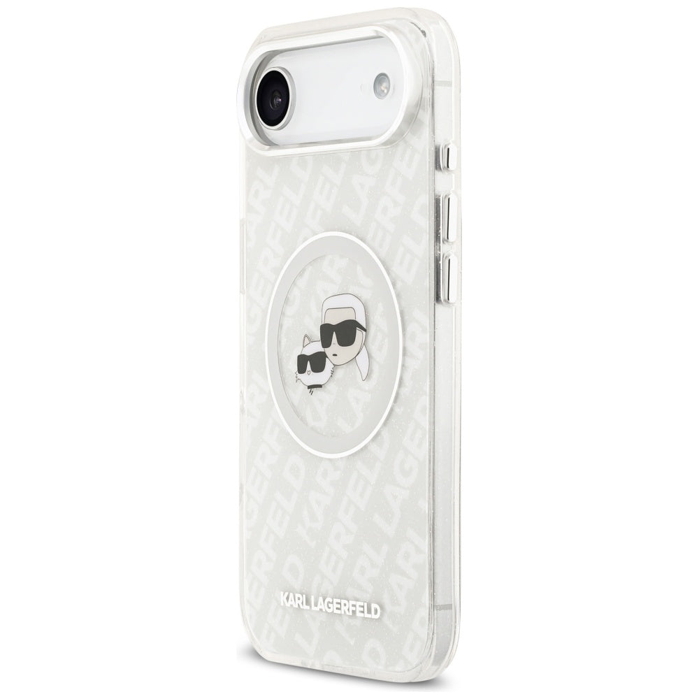 Karl Lagerfeld IML Glitter Karl&Choupette Heads Logo MagSafe Case til iPhone Air - Grå