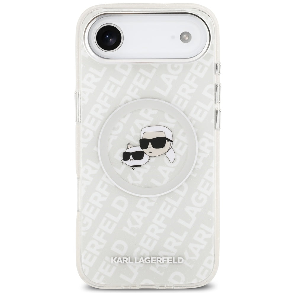 Karl Lagerfeld IML Glitter Karl&Choupette Heads Logo MagSafe Case til iPhone Air - Grå