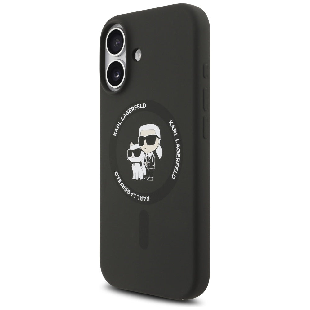 Karl Lagerfeld Silicone Karl & Choupette Ring MagSafe Case til iPhone 17 - sort