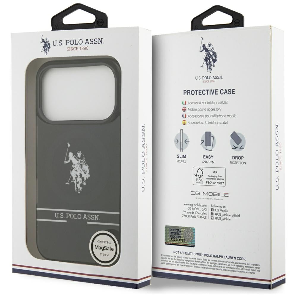 US Polo DH og Bottom Stripe Logo MagSafe Case til iPhone 17 Pro - sort