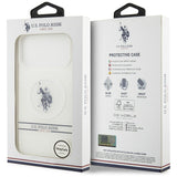 US Polo DH og Bottom Stripe Logo MagSafe Case til iPhone 17 Pro Max - Hvid
