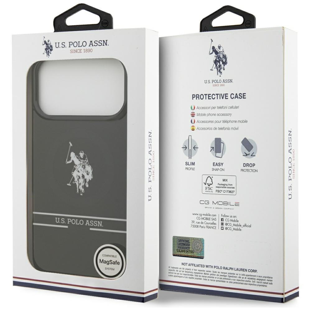 US Polo DH og Bottom Stripe Logo MagSafe Case til iPhone 17 Pro Max - sort