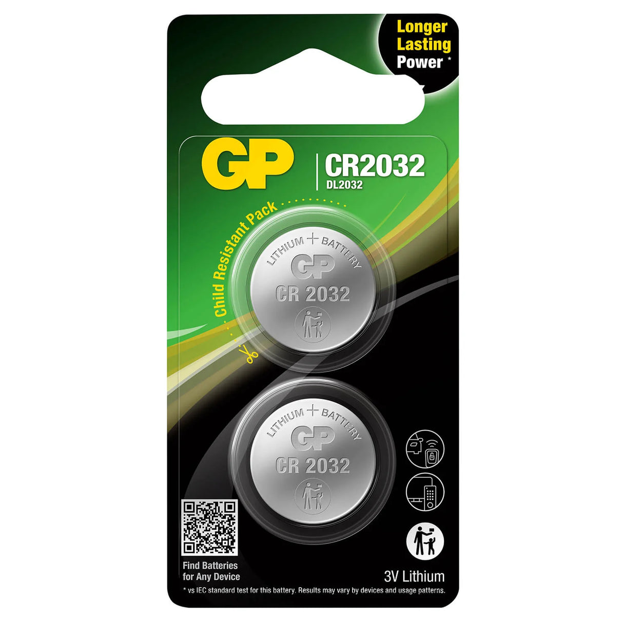 Knapcellebatteri CR2032 Litium 2-Pak
