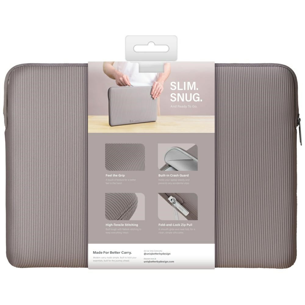 Uniq Cyprus Ridge Edition Laptop Sleeve til 14" bærbare computere, vandbestandigt neopren - grå