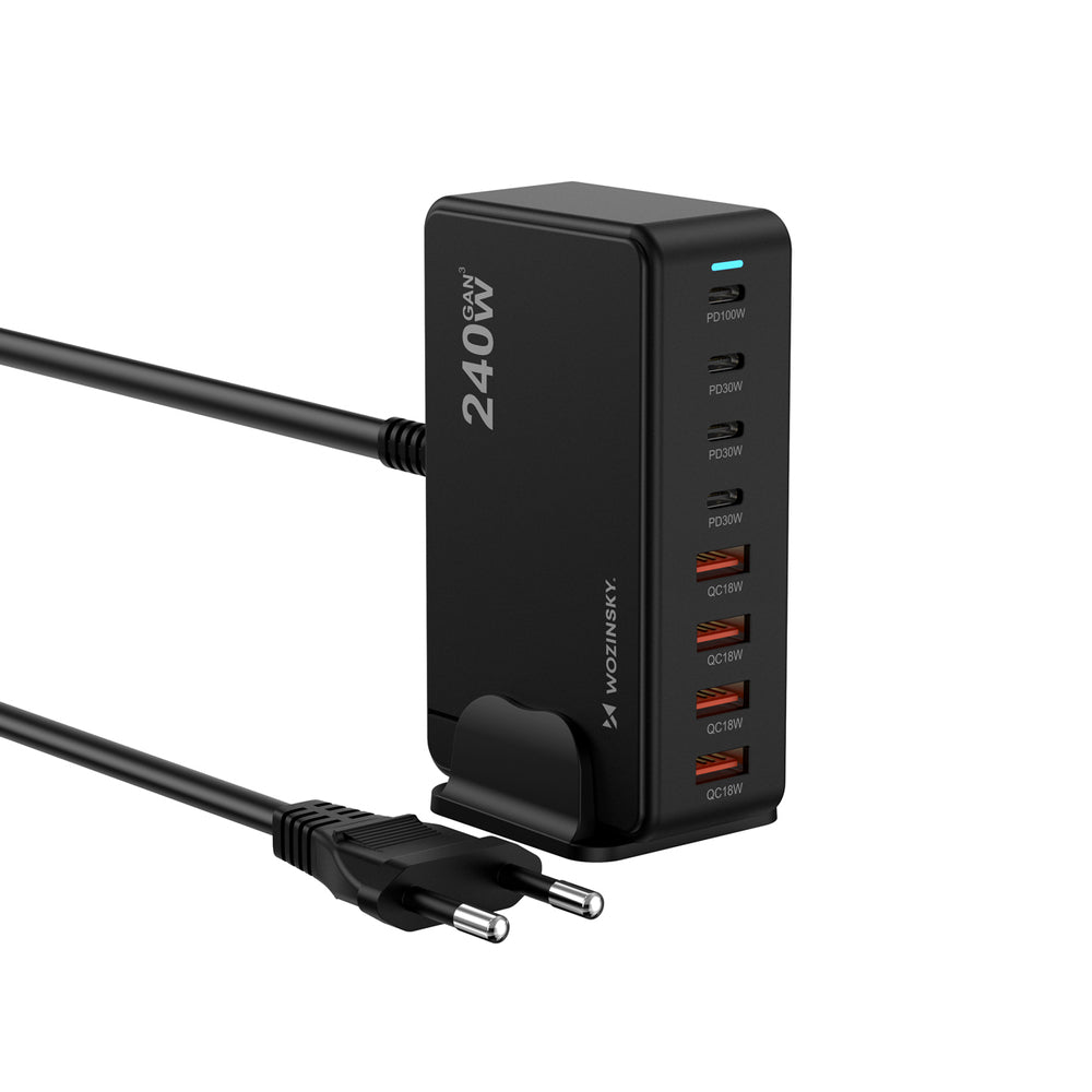 Wozinsky 240W GaN QC3 Ladestation - sort