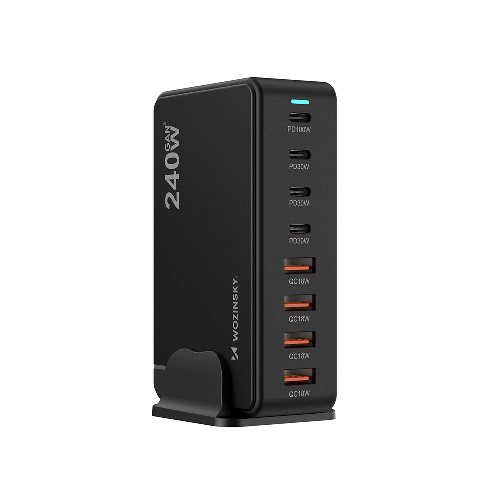 Wozinsky 240W GaN QC3 Ladestation - sort