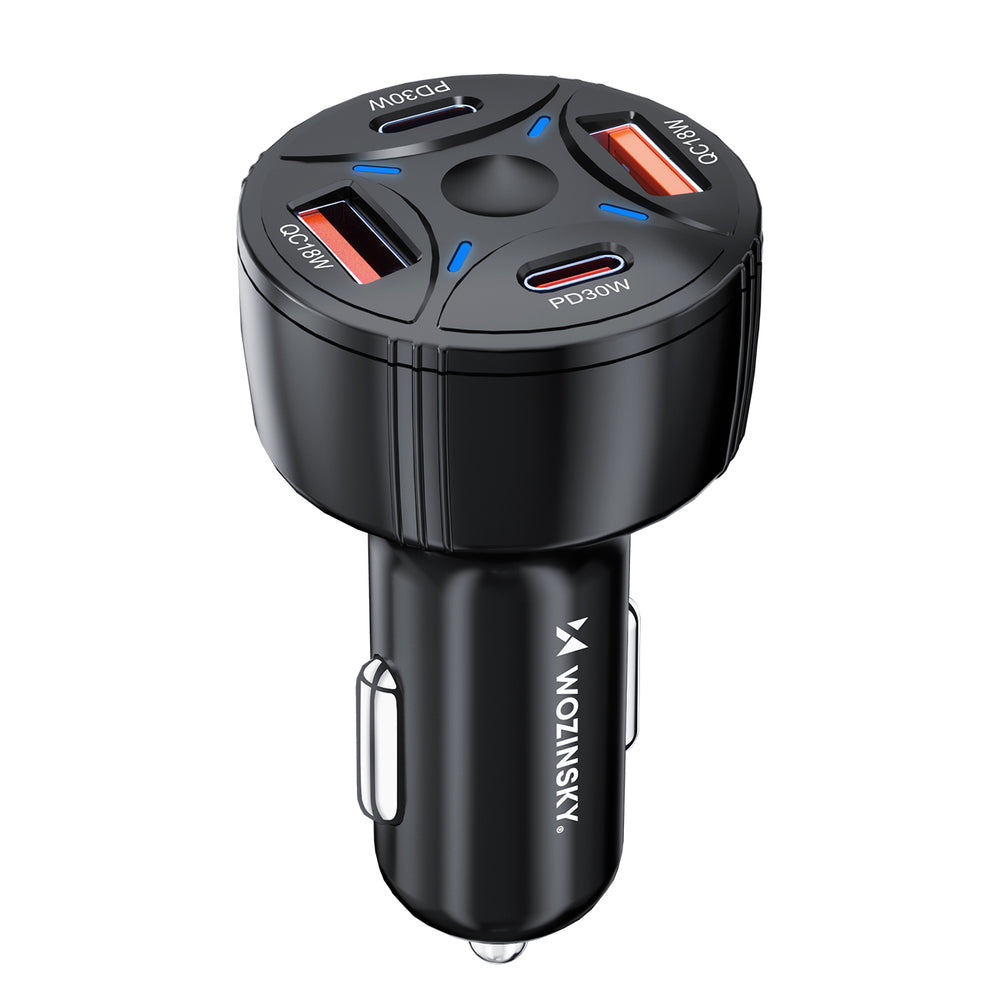Wozinsky WLS-04 60W Biloplader 2xUSB-C 2xUSB-A - sort