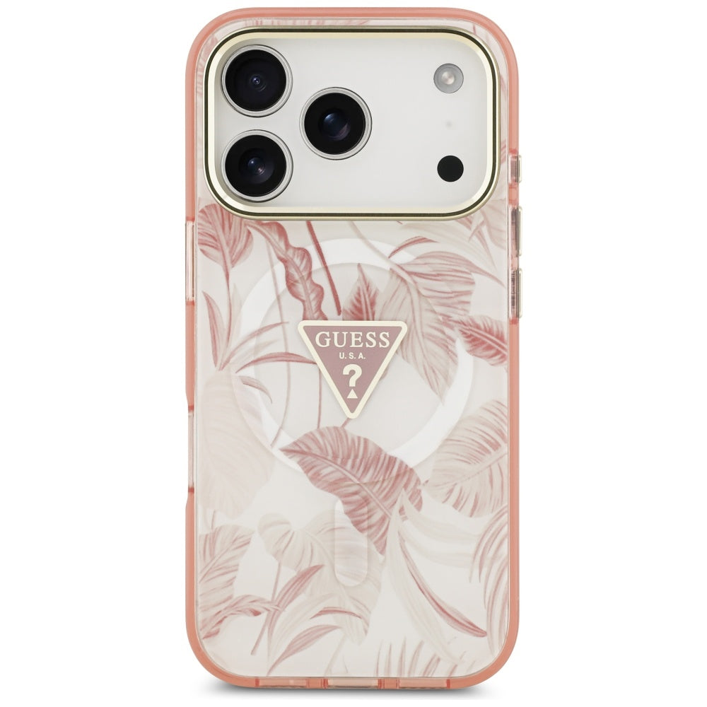 Guess Jungle Tonal Triangle MagSafe Case til iPhone 17 Pro Max - Pink