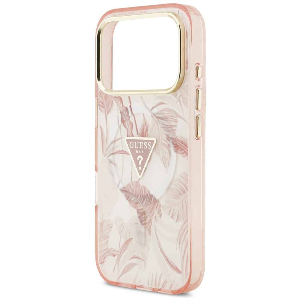 Guess Jungle Tonal Triangle MagSafe Case til iPhone 17 Pro Max - Pink
