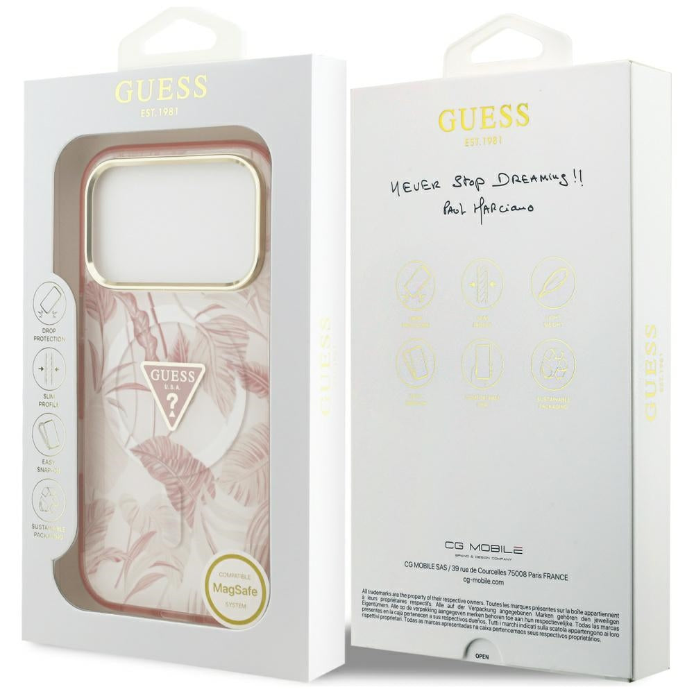 Guess Jungle Tonal Triangle MagSafe Case til iPhone 17 Pro Max - Pink