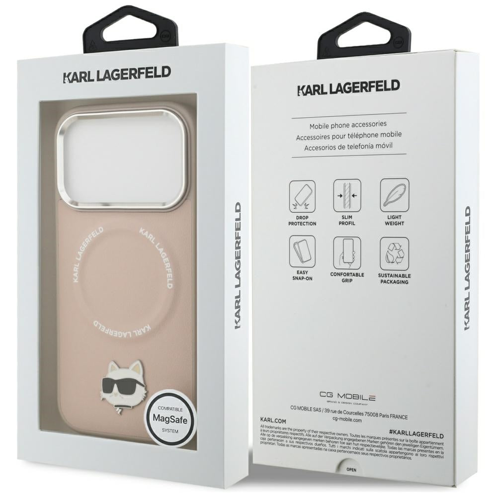 Karl Lagerfeld Choupette Pin MagSafe Case til iPhone 17 Pro - Pink