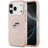 Karl Lagerfeld IML Glitter Karl & Choupette Heads Logo MagSafe Case til iPhone 17 Pro - Pink
