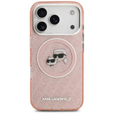 Karl Lagerfeld IML Glitter Karl & Choupette Heads Logo MagSafe Case til iPhone 17 Pro - Pink