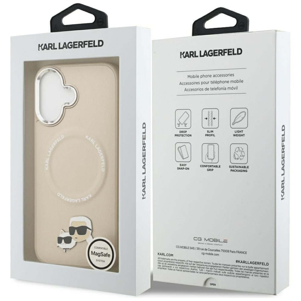 Karl Lagerfeld Karl & Choupette Pins MagSafe Case til iPhone 17 - Beige
