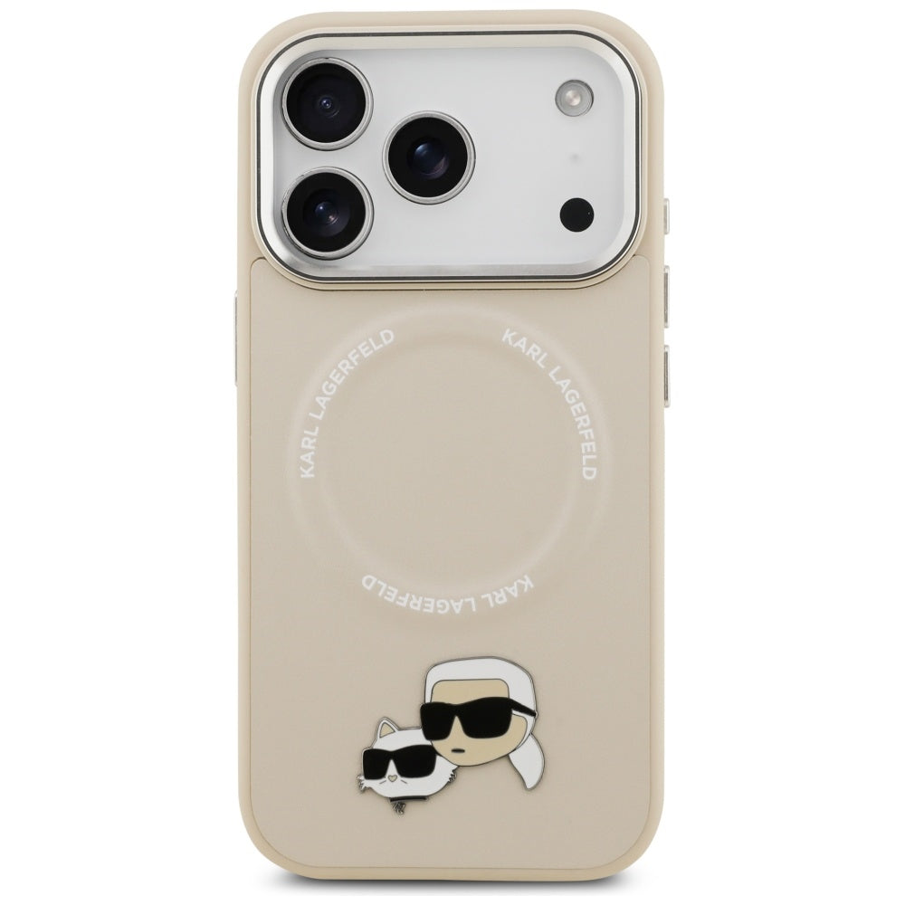 Karl Lagerfeld Karl & Choupette Pins MagSafe Case til iPhone 17 Pro - Beige