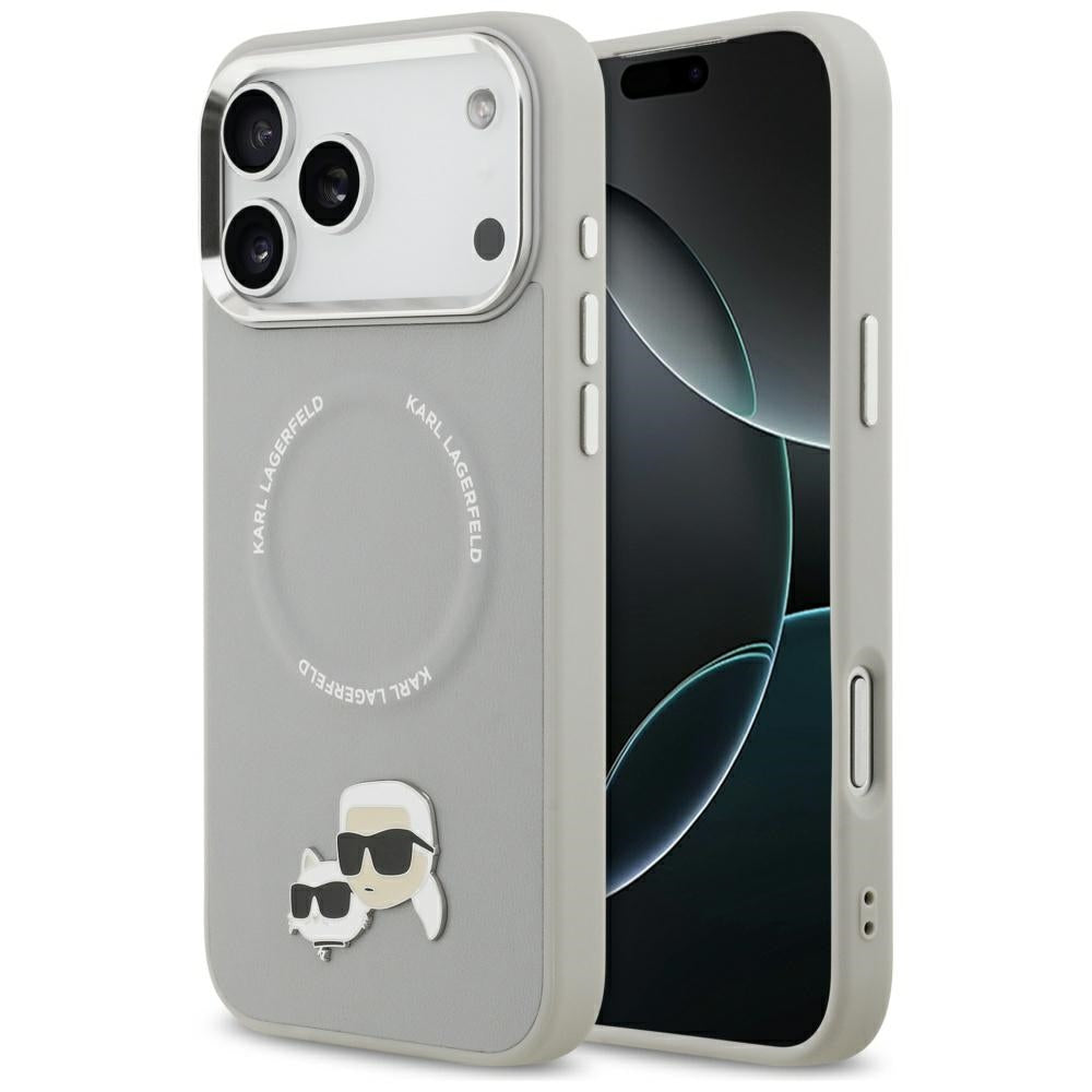 Karl Lagerfeld Karl & Choupette Pins MagSafe Case til iPhone 17 Pro Max - Grå