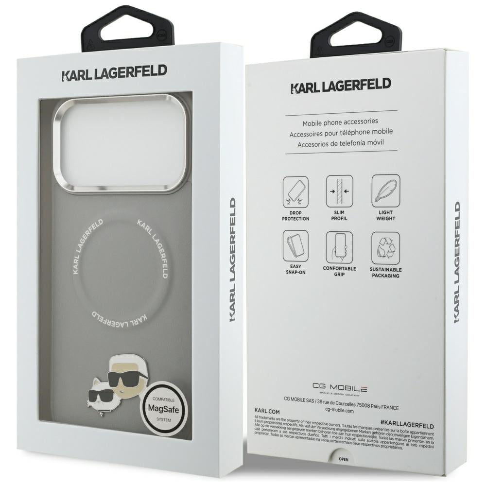 Karl Lagerfeld Karl & Choupette Pins MagSafe Case til iPhone 17 Pro Max - Grå