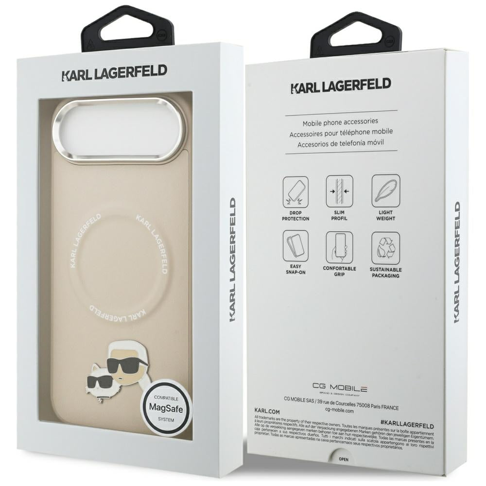 Karl Lagerfeld Karl & Choupette Pins MagSafe Case til iPhone Air - Beige
