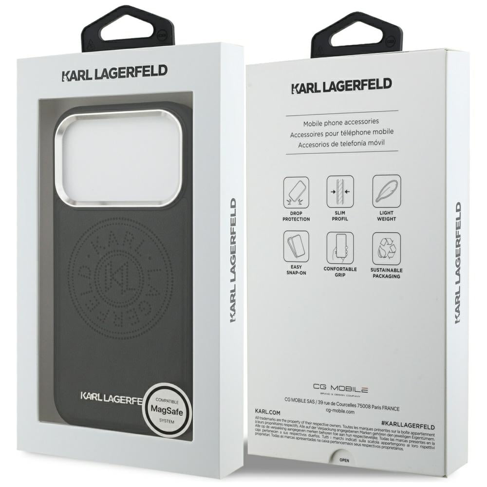 Karl Lagerfeld Point & Metal Logo MagSafe Case til iPhone 17 Pro Max - sort