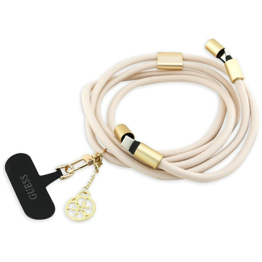 Guess CBDY 4G Charm USB-C / USB-C-kabel 150 cm - beige